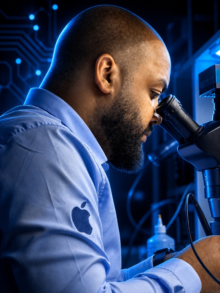 Especialista Facility-Tech no Microscópio